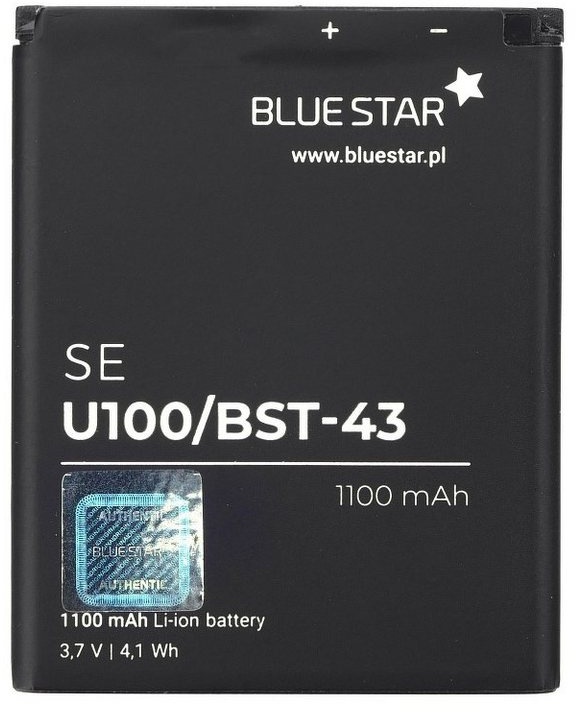BlueStar Akku Ersatz kompatibel mit Sony Ericsson U100 Yari 1100mAh 3,7V Li-lon Austausch Batterie Accu BST-43 SE HazelL, J10, SEK J10i2 Smartphone-Akku