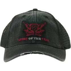 ""STORY OF THE YEAR"" Unisex Cap Baumwoll-Cap mit Mesh-Einsatz im klassischen Schnitt mit leicht gebogenen Schnitt Grau/Rosa - One-Size