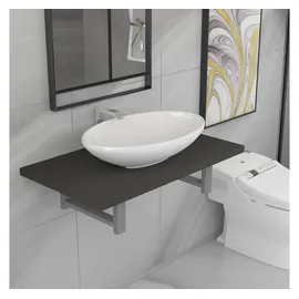 vidaXL Badmöbel-Set Keramik 2-tlg. Grau