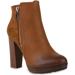 Damen Plateau Boots in Hellbraun