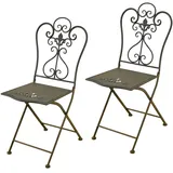 Hti-Living Romantische Metallstühle Gartenstuhl 43 x 54 x 92 cm braun 2 St.