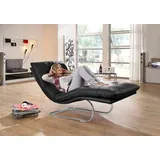 W.Schillig Relaxliege daily dreams Leder 75 x 91 x 170 cm schwarz mit Kissen