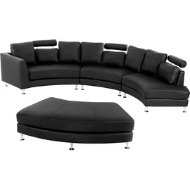 Beliani Halbrundes Sofa ROTUNDE Echtleder Schwarz 7-Sitzer