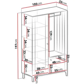 Mirjan24 Garderobenständer Malumi 105 x 33 x 197 cm Beige