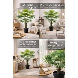 I.GE.A. Kunstpalme I.GE.A. "Fächerpalme im Topf", grün, B:98cm H:135cm L:98cm, Polyester, Kunstpflanzen, Realistische Pflanze für Wohnzimmer Büro Hotel Dekopflanze