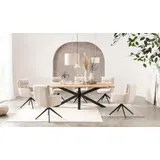 Esstisch HOME AFFAIRE "Hudson", beige (natur, schwarz), B:220cm H:77cm T:100cm, Tische, Esstisch, erweiterbar durch Ansteckplatte Hudson