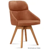58 aufm Kessel Esszimmerstuhl Küchenstuhl drehbar (2er-Set) Drala 52x82x63 Eiche geölt/Olivgrün (Lieferung bis Verwendungsstelle, 2 St), Stabiles Gestell aus Massivholz pflegeleichter Bezug aus Microfaser braun