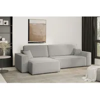 yourhouse24 Ecksofa Gepolstertes KARL XL L-Form, Cord&Bouclé-Stoff, mit Schlaffunktion und Bettkasten, Seite universal grau