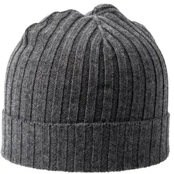 Amanda Christensen Beanie Grau Merinowolle One Size
