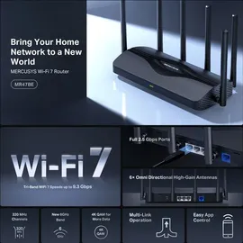 Mercusys BE9300 Tri-Band WiFi 7 Router MR47BE, Router,