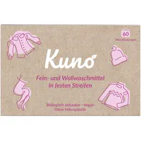 Kuno Wollwaschmittel - Streifen – Sanfte Reinigung für Wolle & Feines, Schonend & Biologisch Abbaubar, 60 Waschladungen, Ohne Schadstoffe