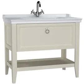 Vitra Valarte Waschtisch-Möbel-Set 62185 99,5 x 53 x 88 cm, 1 Vollauszug, elfenbein matt/Waschtisch weiß hochglanz