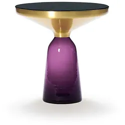 Tisch Bell Table ClassiCon Tischfuß Glas violett weiß, Designer Sebastian Herkner, 53 cm