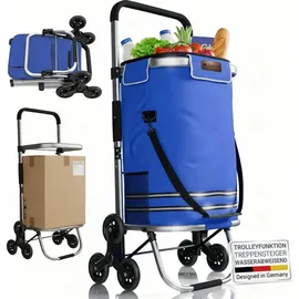 Juskys 3in1 Einkaufstrolley Dunkelblau