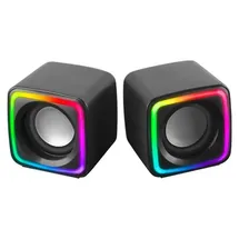 Mars Gaming MSCUBE, Kompakte 8W Gaming-Lautsprecher, Raumklang-DSP-Sound, RGB Active-Flow, Steuerbox, USB + 3,5mm Klinke, Schwarz