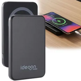 ideoon MagSafe Powerbank 5000 mAh, 15W Qi - Hochwertige kompakte Wireless Power Bank – Schnelles Laden Quick Charge für iPhone & Android – Mobiler