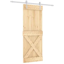 vidaXL Schiebetür rechts 80 x 210 cm Weiß/Braun