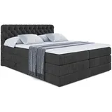 altdecor Boxspringbett mit Matratze, Topper, Polsterbett mit, Bettkasten BOXI8 KING - 180x200 - Schwarz Holzwerkstoff, Höhe ca. 20 cm cm, Schlafzimmer, Betten, Boxspringbetten