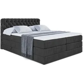 altdecor Boxspringbett mit Matratze, Topper, Polsterbett mit, Bettkasten BOXI8 KING - 180x200 - Schwarz Holzwerkstoff, Höhe ca. 20 cm cm, Schlafzimmer, Betten, Boxspringbetten