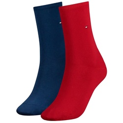 TOMMY HILFIGER Damen Socken, 2er Pack - Classic, Strümpfe, einfarbig Rot 39-42