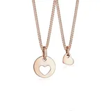 elli by julie & grace Elli Halskette Damen Set Herz Cut-Out Anhänger Mutter Kind Liebe in 925 Sterling Silber Rosévergoldet