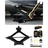 Scherenwagenheber 2,5 Tonnen Kapazität Kompatibel für Tesla Model Y/3/S/X, Wagenheber Auto Kit mit Handkurbel Trolley Heber/Schraubenschlüssel, Portable Notfall-Reifen-Reparatur-Kit mit Rad-Schlüssel