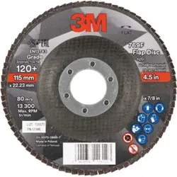 3M Fächerschleifscheibe 769F, Glasgewebeteller flach,⌀ 115 mm, Körnung: 120