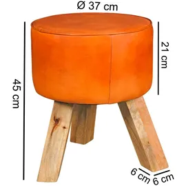 Wohnling Sitzhocker WL5.102 Leder 37 x 45 x 37 cm Braun