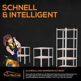 Tronitechnik Schwerlastregal Holz/Metall 40 x 40 x 70 x 70 x 180 cm silber