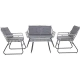 Svita CAPRI Balkonmöbel-Set Polyrattan Sitzgruppe Outdoor 4-tlg. Gartenlounge Hellgrau