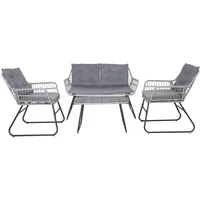 Svita CAPRI Balkonmöbel-Set Polyrattan Sitzgruppe Outdoor 4-tlg. Gartenlounge Hellgrau