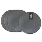 Schieferplatten 4er Set RILEY, Ø 30 cm - Anthrazit - Schiefer - Unikat - 4er Set