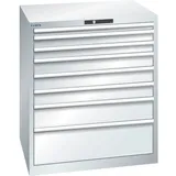 LISTA Schubladenschrank 45x36E, (BxTxH) 870x725x1000mm, 8 Schubladen, Fronthöhen 50-250mm, lichtgrau, RFID Lock