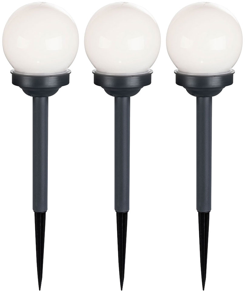 Solarkugel Außenlampe mit Erdspieß LED Gartenlampe Solarleuchte Gartendeko Kugellampe, Edelstahl Kunststoff silber weiß, warmweiß, 7er Set