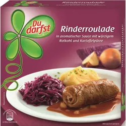 Du darfst Rinderroulade in aromatischer Sauce mit würzigem Rotkohl und Kartoffelpüree 400G