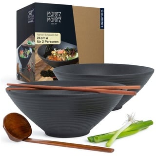 Moritz & Moritz Suppenschüssel 2x Ramen Schüssel Keramik, Keramik, (2er Set), Ramen Bowl Set für 2 Personen schwarz