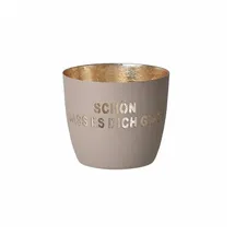Giftcompany Madras Windlicht M Schön DASS es Dich gibt Sandstone/Gold 8,5cm