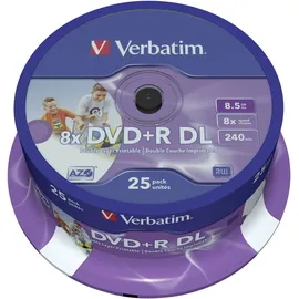 Verbatim DVD+R DL 8,5GB 8x bedruckbar 25er Spindel