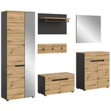 Inn.Furn Garderoben-Set Cooper, (in Artisan Eiche und Basalt grau, Komplett-Set 6-teilig), mit Soft-Close-Funktion beige