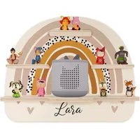 Kidsmood - Tonie Regal personalisiert mit Namen – Wandregal für Toniebox 2 & Figuren | Abgerundete Ecken & Kanten Inkl. Metallplättchen für Tonie Hörfiguren | Kinderzimmer Regal für Mädchen & Jungen