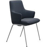 Polsterstuhl STRESSLESS "Laurel", blau (oxford blau paloma, schwarz matt), B:58cm H:92cm T:59cm, Leder PALOMA: PALOMA ist ein durchgefärbtes Semianilin-Möbelleder mit natürlicher Narbung., Stühle, Polsterstuhl, Low Back mit Armlehne, Größe L, mit Beinen aus Stahl in Schwarz matt