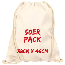 Texxilla Turnbeutel Mehrpack mit robusten Zugbändern, Natur, natur