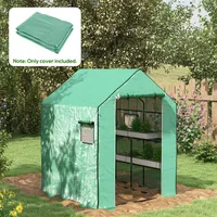Outsunny Ersatzfolie mit UV-Schutz, Seitenfenster, Rolltür, Grün