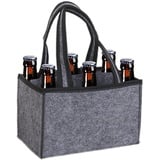 xocome Flaschentasche Flaschenträger Bierträger Filztasche mit Seperate Trennwand für 6 Flaschen perfekt für Einzelflasche, Waschbar Grau