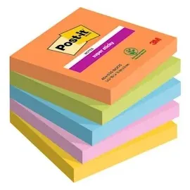 Post-it Super Sticky Boost Haftnotizen extrastark farbsortiert, 5 Blöcke