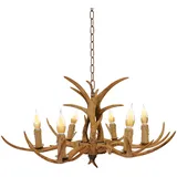 Garbenat Geweih Kronleuchter 6 Lichter Hirschgeweih Geweih Pendellampe Retro Innenbeleuchtung Hängelampe Hirschgeweih Deko Wohnzimmerlampe Höhenverstellbarer Deckenlampe mit 6 x E14 Glühbirne