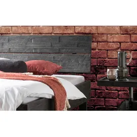 Hasena Aloa Akazie massiv, mit Massivholzkopfteil, zwei verschiedene Liegehöhen grau (grau, grau) B:166cm H:87cm L:216cm, Betten, Bettgestell,