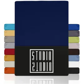 Studio Spannbettlaken Jersey-Baumwolle 160 x 200 cm Marine