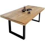 Sam Esstisch Akazie Natur 260 x 100 cm massiv gerade Tischkanten U-Gestell schwarz RIO - Beige
