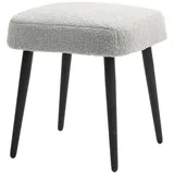 Homcom Fußhocker Sitzhocker Quadratischer Schminkhocker mit Kaschmir-Optik Stahlbeine, für Wohnzimmer, Hocker,